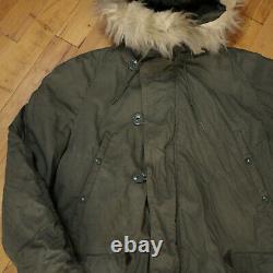 Vtg US ARMY AIR FORCE Military N-3B Extreme Cold Weather Parka Faux Fur Coat XL