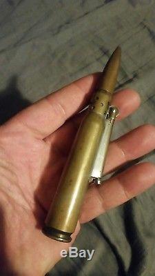 Vtg Us Army 8th Air Force Trench Art 50 Cal Bullet Lighter Military