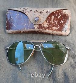 Vtg WWII B&L Bausch & Lomb AN-6531 US Army Air Force Aviator Sunglasses Green