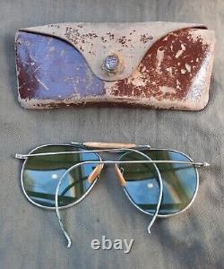 Vtg WWII B&L Bausch & Lomb AN-6531 US Army Air Force Aviator Sunglasses Green