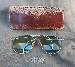 Vtg WWII B&L Bausch & Lomb AN-6531 US Army Air Force Aviator Sunglasses Green