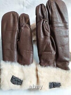 W W 2 Type A-9 Leather Shearling Mittens Size M Air Force Army # 34D3414 NEW