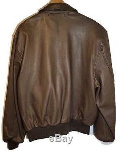 WILLIS & GEIGER Air Force US Army A2 Brown Leather Flight Jacket Sz 48