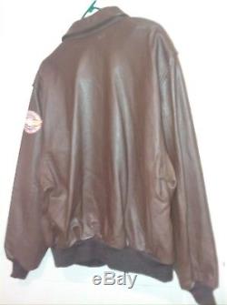 WILLIS & GEIGER Air Force US Army A2 Brown Leather Flight Jacket Sz 48 Patch