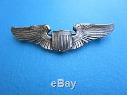 WW 2 Army Airforce Pilot Badge Sterling Silver Heavy 25Grams Pin Wings