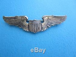 WW 2 Army Airforce Pilot Badge Sterling Silver Heavy 25Grams Pin Wings