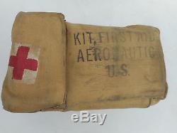 WW 2 II US Army Air Force Aeronautic First Aid Kit Tan Hand Painted Red Cross