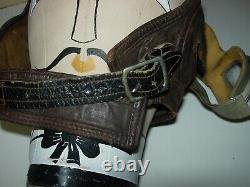 WW 2 WW 11 Pilot Leather helmet w AN-6530 Army Air Corps Forces Pilot Goggles