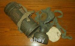 WW II German Army Air Force M30 GAS MASK & CANISTER NAMED NICE