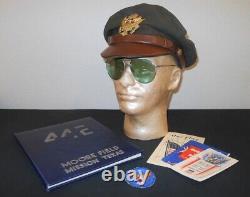 WW II US Army Air Force OFFICER VISOR CRUSHER CAP GLASSES BOOKS VET ESTATE