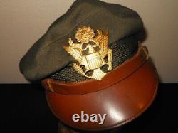 WW II US Army Air Force OFFICER VISOR CRUSHER CAP GLASSES BOOKS VET ESTATE