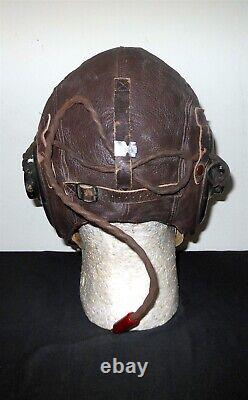 WW II US Army Air Force TYPE A-11 FLIGHT HELMET & EARHONES SUPERB