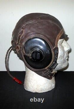 WW II US Army Air Force TYPE A-11 FLIGHT HELMET & EARHONES SUPERB