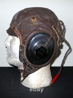 WW II US Army Air Force TYPE A-11 FLIGHT HELMET & EARHONES SUPERB