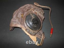 WW II US Army Air Force TYPE A-11 FLIGHT HELMET & EARHONES SUPERB