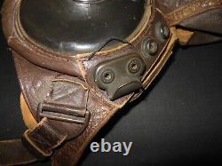 WW II US Army Air Force TYPE A-11 FLIGHT HELMET & EARHONES SUPERB