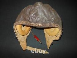 WW II US Army Air Force TYPE A-11 FLIGHT HELMET & EARHONES SUPERB