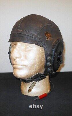 WW II US Army Air Force TYPE A-11 FLIGHT HELMET & EARHONES VET ESTATE NICE