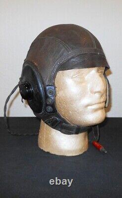 WW II US Army Air Force TYPE A-11 FLIGHT HELMET & EARHONES VET ESTATE NICE