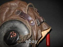 WW II US Army Air Force TYPE A-11 FLIGHT HELMET & EARHONES VET ESTATE NICE