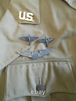 WW2 28th Division US Army Air Force Pilots Tunic 3 Sterling Silver Wings