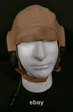 WW2 AAF Army Air Forces Khaki Flight Helmet AN-H-15 LARGE'Bates Shoe' Type R-14