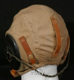 WW2 AAF Army Air Forces Khaki Flight Helmet AN-H-15 LARGE'Bates Shoe' Type R-14