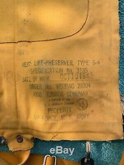 WW2 AIR FORCE US ARMY Pilot Life Preserver Vest Type B-4 No. 3135 AC-29297 1943