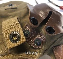 WW2 ARMY AIR FORCE Summer FLIGHT HELMET ANB-H-1 RADIO RECEIVER PL-354 RED PLUG