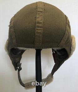 WW2 ARMY AIR FORCE Summer FLIGHT HELMET ANB-H-1 RADIO RECEIVER PL-354 RED PLUG