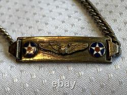 WW2 Army Air Force Pilot Sterling Silver Sweetheart Bracelet 10.54g 6.75