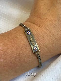 WW2 Army Air Force Pilot Sterling Silver Sweetheart Bracelet 10.54g 6.75