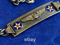 WW2 Army Air Force Pilot Sterling Silver Sweetheart Bracelet 10.54g 6.75