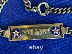 WW2 Army Air Force Pilot Sterling Silver Sweetheart Bracelet 10.54g 6.75