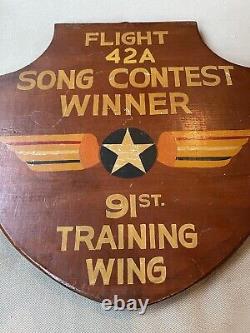 WW2 Plaque Flight 42A Army Air Force 91st Training Wing Song Contest Winner