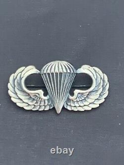 WW2 Sterling U. S. Army Airborne Jump Wings PARACHUTIST PARATROOPER PIN SILVER