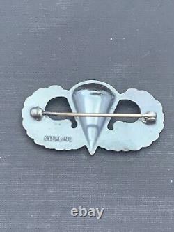 WW2 Sterling U. S. Army Airborne Jump Wings PARACHUTIST PARATROOPER PIN SILVER