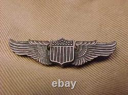 WW2 Sterling US Army Air Force Pilot Sweetheart Wings Badge Pin Sew On Pinback