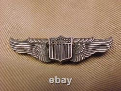 WW2 Sterling US Army Air Force Pilot Sweetheart Wings Badge Pin Sew On Pinback