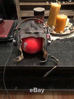 WW2 U. S. Army Air Forces Type A-11 LEATHER PILOTS HELMET Size medium