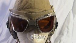 WW2 US ARMY AIR FORCE AN-H-15 FLIGHT HELMET WithGOOGLES (AUTHENTIC/RARE)