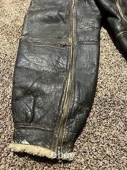 WW2 US ARMY AIRFORCE Cold Weather Flight Pants Leather A-5 Size 42R Sheepskin