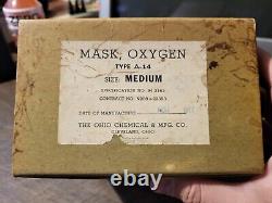 WW2 US Army Air Corp A-14 Oxygen Mask Medium Ohio Chem New in Box / Sealed