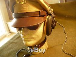 WW2 US Army Air Force Cap, Radio Phones and Throat Microphone