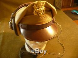 WW2 US Army Air Force Cap, Radio Phones and Throat Microphone