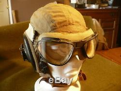 WW2 US Army Air Force Flying helmet, Goggles and Headphones