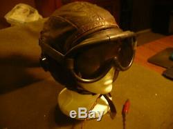 WW2 US Army Air Force Model A-11 Flying Helmet, Radiohead set and B-8 Goggles