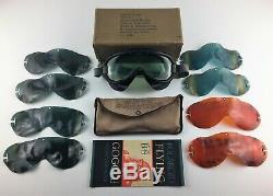 WW2 US Army Air Force Polaroid Flying Goggles B-8 Box with Lenses And Booklet