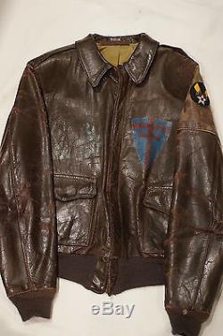 WW2 US Army Air Force USAAF 42nd Bomb Group Crusaders Leather A-2 Flight Jacket