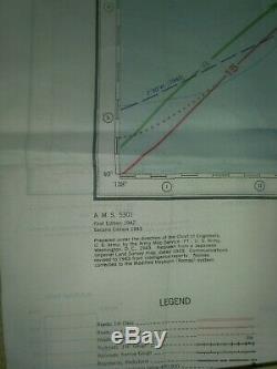 WW2 US. Army Air Force silk evasion map Hakodate, Japan 1943 edition size 23×23